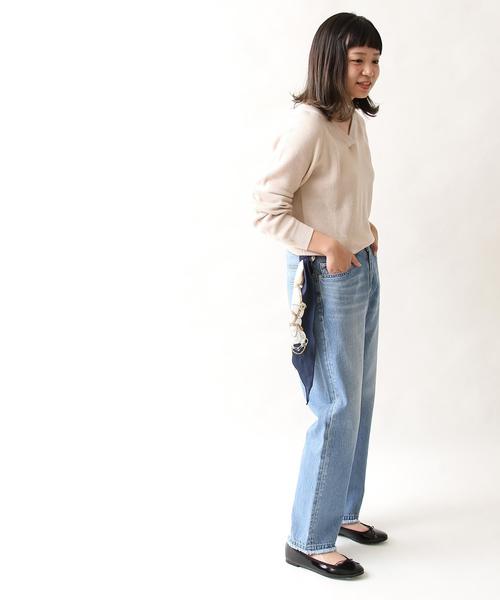 coen（コーエン）の「【スマイルプライス】カラーコットンVネックニット（ニット/セーター・レディース・ネイビー/ベージュ/ピンク/ホワイト・LARGE/MEDIUM）」の10枚目の写真