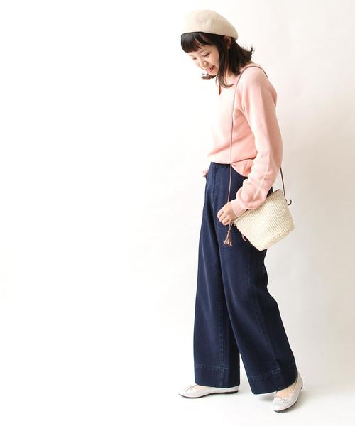 coen（コーエン）の「【スマイルプライス】カラーコットンVネックニット（ニット/セーター・レディース・ネイビー/ベージュ/ピンク/ホワイト・LARGE/MEDIUM）」の6枚目の写真