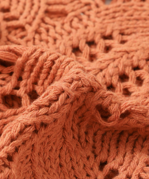 KBF（ケイビーエフ）の「KBF レース編みフレアスリーブプルオーバー（ニット/セーター・レディース・オレンジ/ベージュ/ライトブルー・ONE）」の11枚目の写真