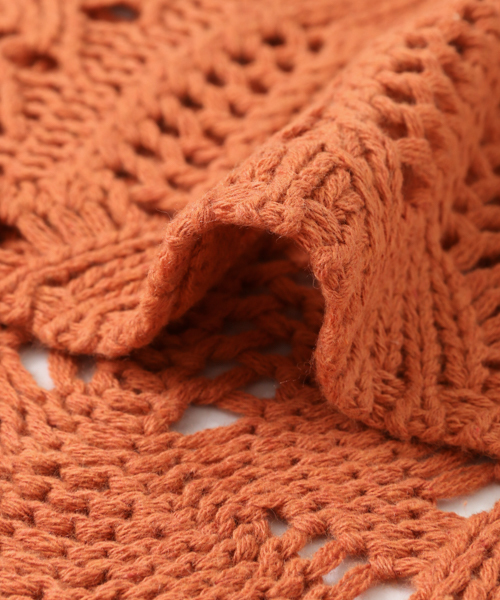 KBF（ケイビーエフ）の「KBF レース編みフレアスリーブプルオーバー（ニット/セーター・レディース・オレンジ/ベージュ/ライトブルー・ONE）」の13枚目の写真