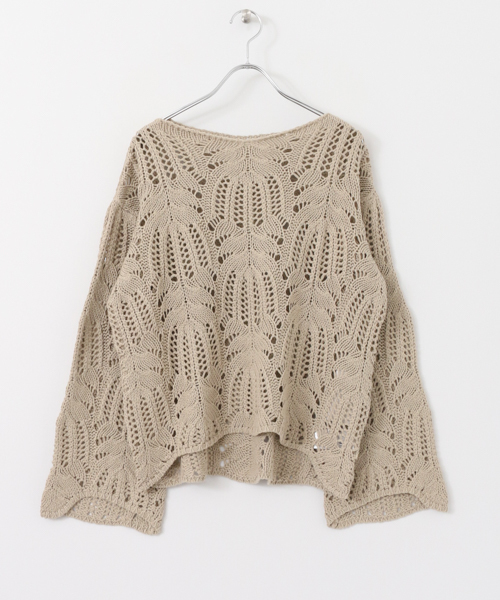 KBF（ケイビーエフ）の「KBF レース編みフレアスリーブプルオーバー（ニット/セーター・レディース・オレンジ/ベージュ/ライトブルー・ONE）」の16枚目の写真