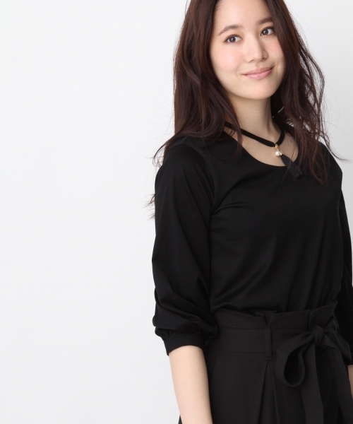 Andemiu（アンデミュウ）の「チョーカールックTシャツ752843（Tシャツ/カットソー・レディース・ホワイト/ブラック/ライトブルー・FREE）」の3枚目の写真