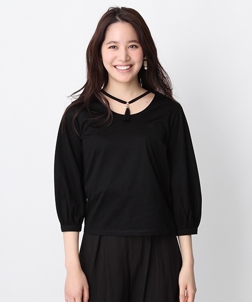 Andemiu（アンデミュウ）の「チョーカールックTシャツ752843（Tシャツ/カットソー・レディース・ホワイト/ブラック/ライトブルー・FREE）」の6枚目の写真