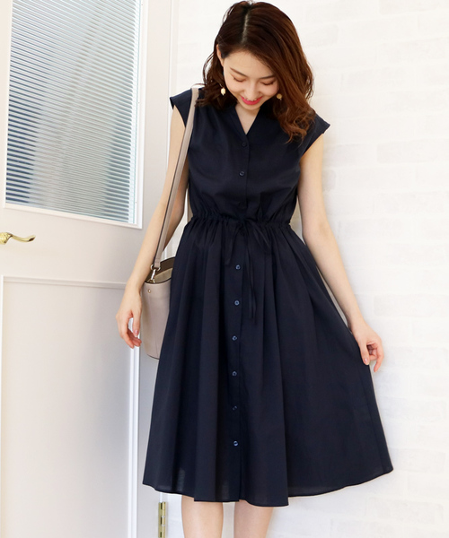 N N Natural Beauty Basic エヌエヌナチュラルビューティーベーシック の 追加生産 コットンローンミモレノースリーブ ワンピース ワンピース Wear