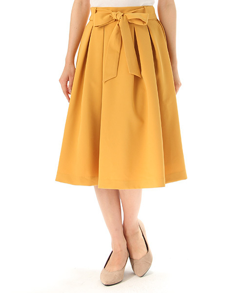 Honeys(ハニーズ)の「ベルト付ミディ丈フレアスカート(スカート・レディース・ブラック/ネイビー/レッド系その他/イエロー/グリーン・S/M/L)」の1枚目の写真