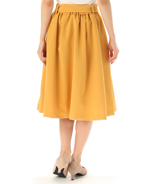 Honeys(ハニーズ)の「ベルト付ミディ丈フレアスカート(スカート・レディース・ブラック/ネイビー/レッド系その他/イエロー/グリーン・S/M/L)」の8枚目の写真