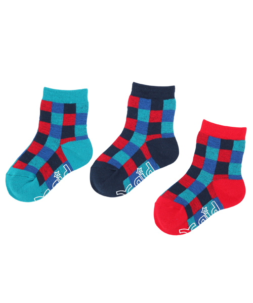 X-girl Stages（エックスガールステージス）の「BLOCK CHECK 3-PIECE SOCKS（ソックス/靴下・キッズ・ピンク/グリーン/ライトブルー・SMALL/MEDIUM）」の4枚目の写真