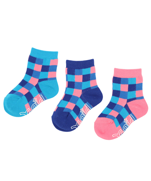 X-girl Stages（エックスガールステージス）の「BLOCK CHECK 3-PIECE SOCKS（ソックス/靴下・キッズ・ピンク/グリーン/ライトブルー・SMALL/MEDIUM）」の5枚目の写真