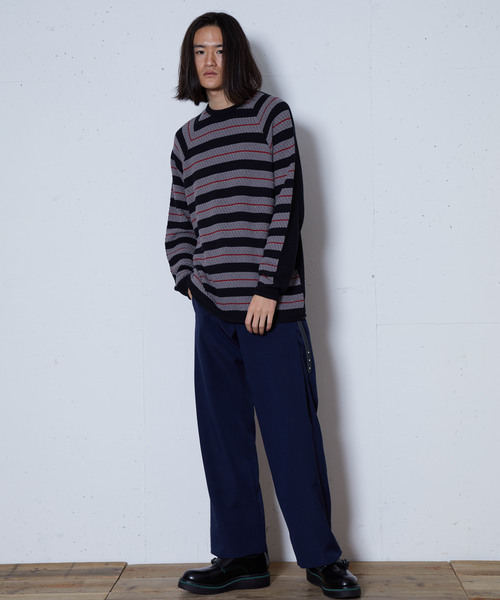 FACTOTUM（ファクトタム）の「【FACTOTUM】２トーンボーダーコンビクルーネックニット（ニット/セーター・メンズ・ブラウン/ブラック・44/46/48）」の4枚目の写真