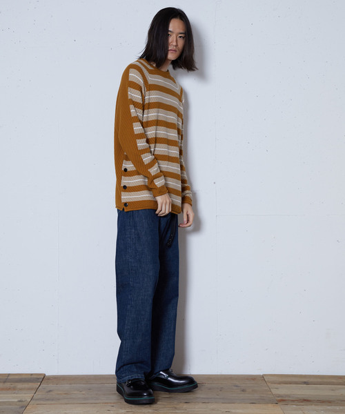 FACTOTUM（ファクトタム）の「【FACTOTUM】２トーンボーダーコンビクルーネックニット（ニット/セーター・メンズ・ブラウン/ブラック・44/46/48）」の5枚目の写真