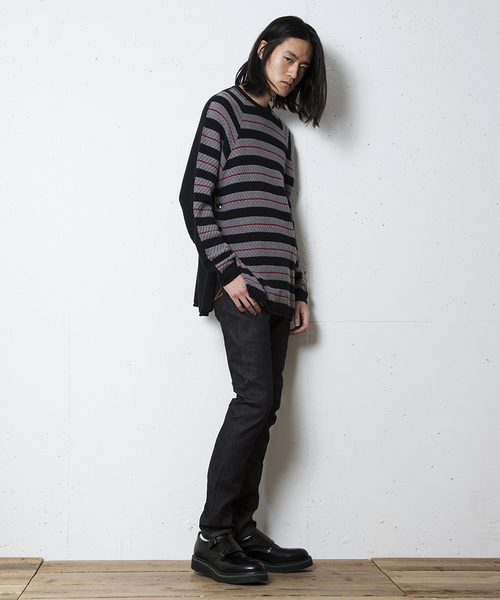 FACTOTUM（ファクトタム）の「【FACTOTUM】２トーンボーダーコンビクルーネックニット（ニット/セーター・メンズ・ブラウン/ブラック・44/46/48）」の9枚目の写真