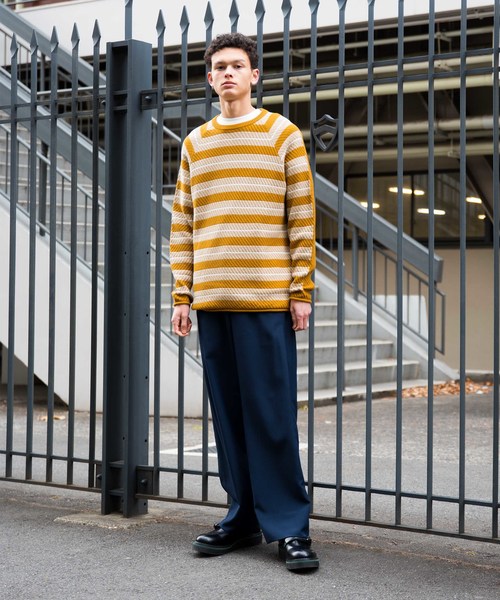 FACTOTUM（ファクトタム）の「【FACTOTUM】２トーンボーダーコンビクルーネックニット（ニット/セーター・メンズ・ブラウン/ブラック・44/46/48）」の3枚目の写真