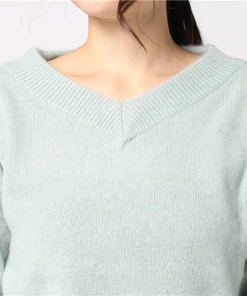 un dix cors（アンディコール）の「ラクーン混Vプルオーバーニット（ニット/セーター・レディース・ライトブルー・ﾌﾘ-）」の3枚目の写真