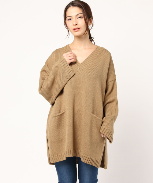 cepo(セポ)の「オーバーサイズVネックニット(ニット/セーター・レディース・チャコールグレー/グレー/オフホワイト/モカ・M)」の9枚目の写真