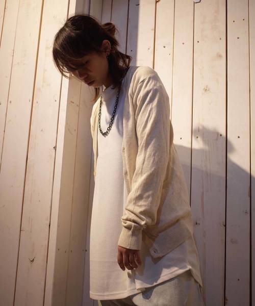 rovtski(ロフトスキー)の「rovtski 綿無地ニットVネックカーディガン(カーディガン/ボレロ・メンズ・オートミール/グレー/レッド/ワイン/ネイビー/チャコールグレー/ブラック・MEDIUM/LARGE)」の4枚目の写真