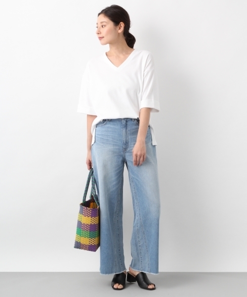 LEPSIM（レプシィム）の「ポンチベーシックVネックプルオーバー5S　786131（Tシャツ/カットソー・レディース・ブラック/ネイビー/オフホワイト/グリーン/キャメル・FREE）」の7枚目の写真