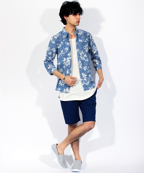 ８(eight)（エイト）の「アロハ柄 7分袖シャツ 花柄 コットン（シャツ/ブラウス・メンズ・A/B/C・MEDIUM/LARGE/X-LARGE）」の4枚目の写真