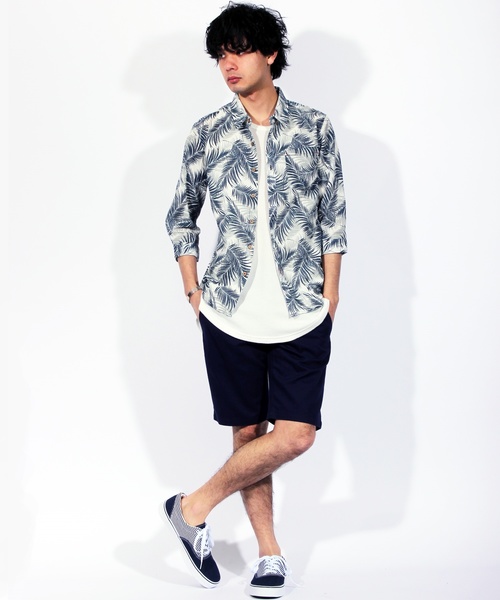 ８(eight)（エイト）の「アロハ柄 7分袖シャツ 花柄 コットン（シャツ/ブラウス・メンズ・A/B/C・MEDIUM/LARGE/X-LARGE）」の5枚目の写真