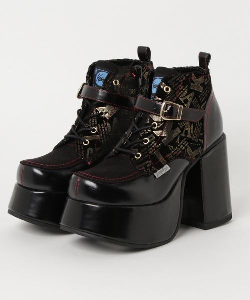 YOSUKE（ヨースケ）の「「YOSUKE/ヨースケ」超厚底レースアップショートブーツ（ブーツ・レディース・ブラック/ブラック系その他/ワイン/ブラックミックス/ブラウン系その他/レオパード/グリーン/キャメル/パイソン・23/24/22.5/24.5/23.5）」の4枚目の写真