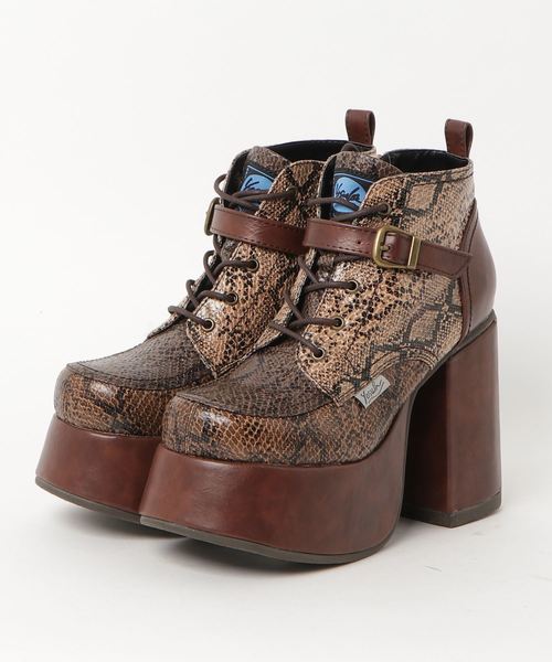 YOSUKE（ヨースケ）の「「YOSUKE/ヨースケ」超厚底レースアップショートブーツ（ブーツ・レディース・ブラック/ブラック系その他/ワイン/ブラックミックス/ブラウン系その他/レオパード/グリーン/キャメル/パイソン・23/24/22.5/24.5/23.5）」の5枚目の写真