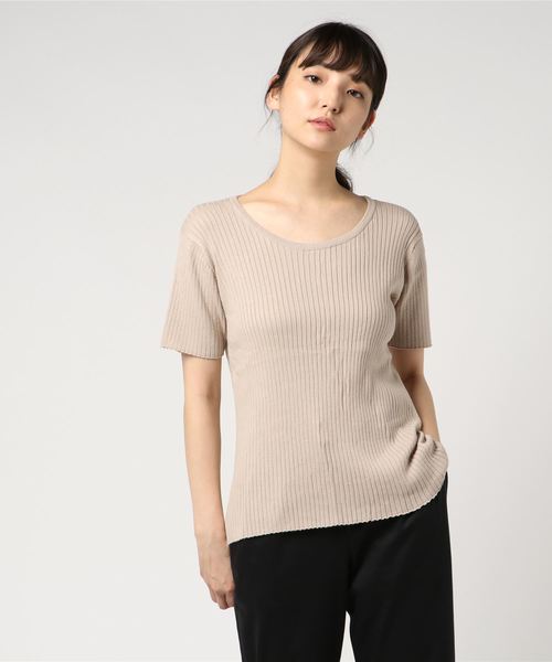 AMERICAN HOLIC（アメリカンホリック）の「・Uネックリブプルオーバー（ニット/セーター・レディース・オレンジ/ブルー/ブルー系その他2/オフホワイト/ブラック/ベージュ/ネイビー/ホワイト系その他4・M/L）」の5枚目の写真