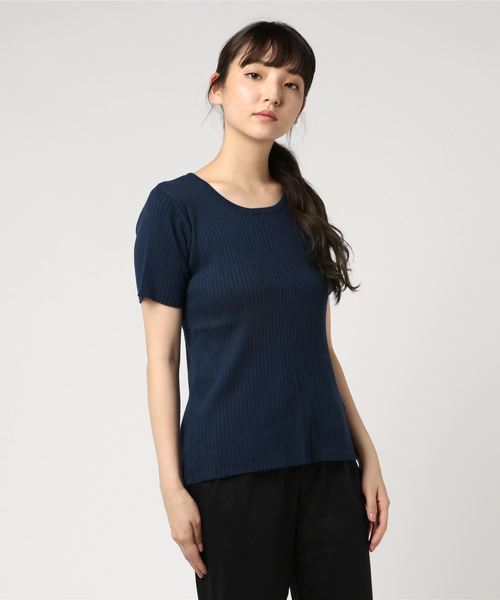 AMERICAN HOLIC（アメリカンホリック）の「・Uネックリブプルオーバー（ニット/セーター・レディース・オレンジ/ブルー/ブルー系その他2/オフホワイト/ブラック/ベージュ/ネイビー/ホワイト系その他4・M/L）」の6枚目の写真