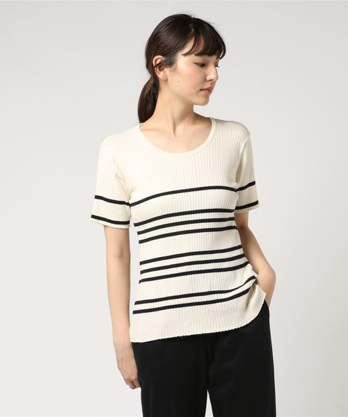 AMERICAN HOLIC（アメリカンホリック）の「・Uネックリブプルオーバー（ニット/セーター・レディース・オレンジ/ブルー/ブルー系その他2/オフホワイト/ブラック/ベージュ/ネイビー/ホワイト系その他4・M/L）」の3枚目の写真