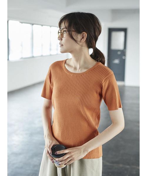 AMERICAN HOLIC（アメリカンホリック）の「・Uネックリブプルオーバー（ニット/セーター・レディース・オレンジ/ブルー/ブルー系その他2/オフホワイト/ブラック/ベージュ/ネイビー/ホワイト系その他4・M/L）」の17枚目の写真