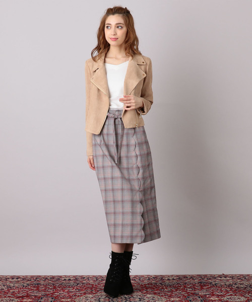 MIIA（ミーア）の「スエードライダース（ライダースジャケット・レディース・ライトグレー/ブラック/ベージュ/ピンク・M/L）」の10枚目の写真