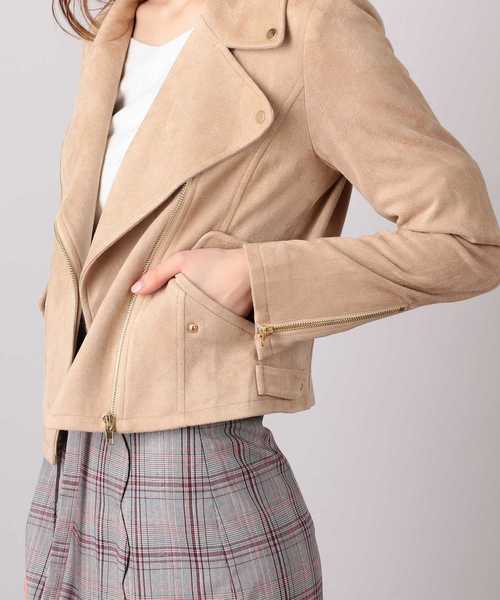 MIIA（ミーア）の「スエードライダース（ライダースジャケット・レディース・ライトグレー/ブラック/ベージュ/ピンク・M/L）」の12枚目の写真