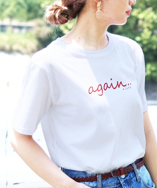 reca（レカ）の「◆recaオリジナル◆again ロゴTシャツ（Tシャツ/カットソー・レディース・ホワイト系その他/ブラック系その他/ホワイト系その他2・FREE）」の2枚目の写真