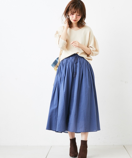 natural couture(ナチュラルクチュール)の「綿ボイルカラースカート(スカート・レディース・ブラック/ベージュ/マスタード/レンガ/ブルー・FREE)」の11枚目の写真