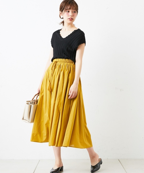 natural couture(ナチュラルクチュール)の「綿ボイルカラースカート(スカート・レディース・ブラック/ベージュ/マスタード/レンガ/ブルー・FREE)」の12枚目の写真