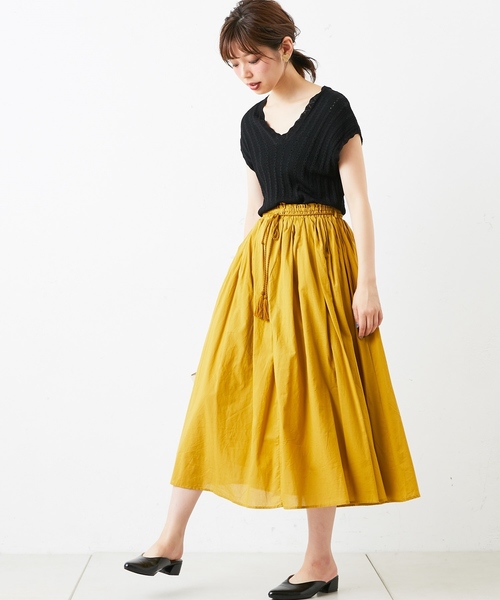 natural couture(ナチュラルクチュール)の「綿ボイルカラースカート(スカート・レディース・ブラック/ベージュ/マスタード/レンガ/ブルー・FREE)」の13枚目の写真