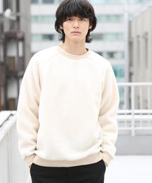 coen | ウォッシャブルボアフリースクルーネック(スウェット)