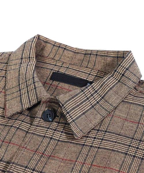 neos（ネオス）の「【neos -addictive design-】ビッグシルエット タータンチェック  シャツ ジャケット（カバーオール・メンズ・ブラウン/グレー・MEDIUM/LARGE/X-LARGE）」の12枚目の写真