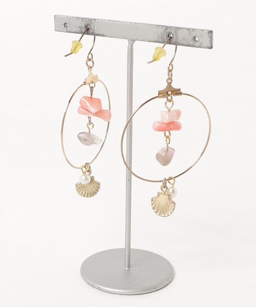 tone(トーン)の「【Lira jewelry】珊瑚フープ ピアス(ピアス(両耳用)・レディース・ゴールド・FREE)」の2枚目の写真