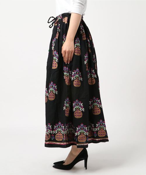 チャイハネ（チャイハネ）の「【チャイハネ】yul 花瓶プリントロングスカート（スカート・レディース・ブラック/グリーン/レッド/ホワイト/イエロー・FREE）」の6枚目の写真