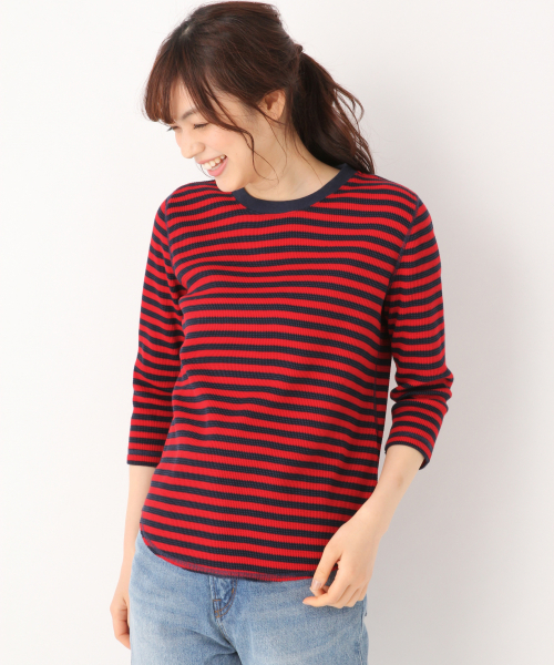 GLOBAL WORK(グローバルワーク)の「BEAUTEEワッフルクルーTEE/823918(Tシャツ/カットソー・レディース・ダークブルー/ホワイト/ブラック/その他/オフホワイト・MEDIUM/LARGE)」の5枚目の写真