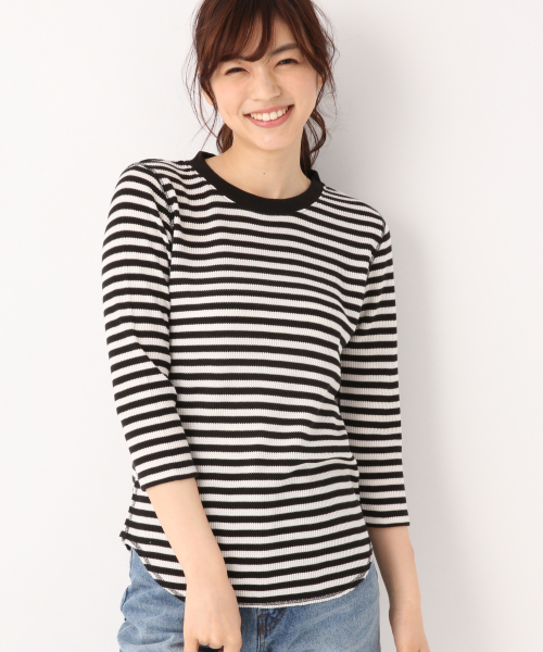 GLOBAL WORK(グローバルワーク)の「BEAUTEEワッフルクルーTEE/823918(Tシャツ/カットソー・レディース・ダークブルー/ホワイト/ブラック/その他/オフホワイト・MEDIUM/LARGE)」の16枚目の写真