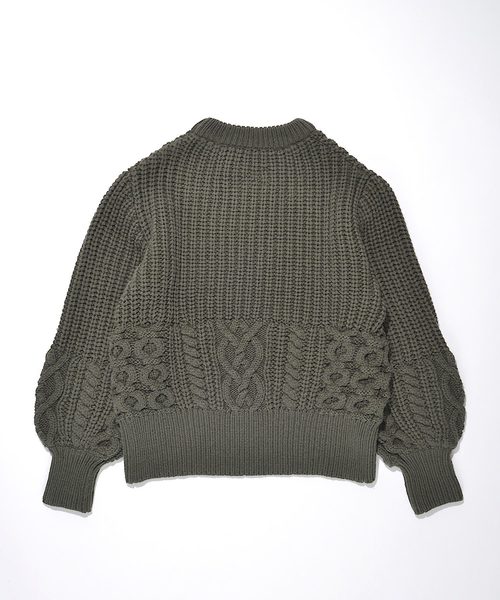 SUPERTHANKS（スーパーサンクス）の「ケーブルニットクルーネック（ニット/セーター・メンズ・オレンジ/カーキ/ナチュラル/ブラック・LARGE/MEDIUM/SMALL）」の13枚目の写真