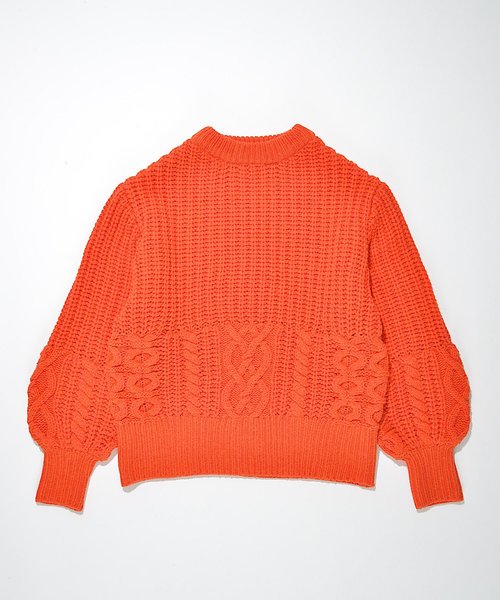 SUPERTHANKS（スーパーサンクス）の「ケーブルニットクルーネック（ニット/セーター・メンズ・オレンジ/カーキ/ナチュラル/ブラック・LARGE/MEDIUM/SMALL）」の14枚目の写真