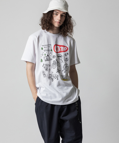 THE MORNING AFTER(ザ モーニング アフター)の「[ WOODS / ウッズ } campプリントT(Tシャツ/カットソー・メンズ・ホワイト/ブラック/ネイビー・MEDIUM/LARGE/X-LARGE)」の3枚目の写真