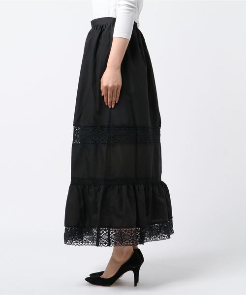 Culture Medium(カルチャーミディアム)の「T/Cブロードレース切替ロングスカート(スカート・レディース・ホワイト/ブラック/ベージュ/パープル/イエロー/キャメル・FREE)」の8枚目の写真