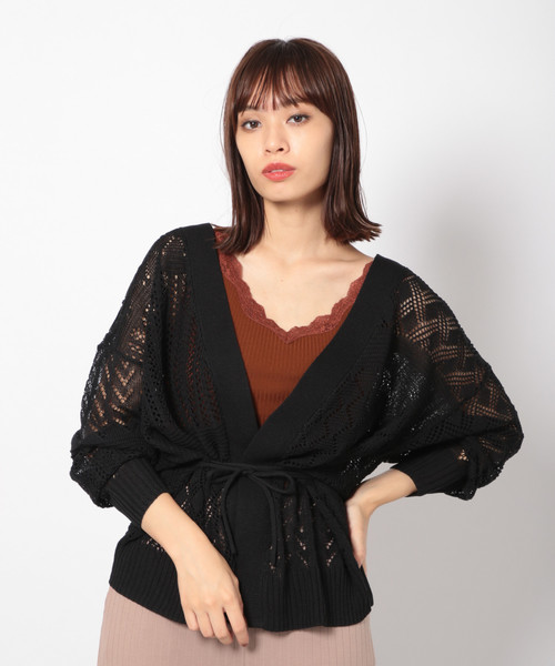 PAGEBOY（ページボーイ）の「スカシアミカシュクールカーディガン（カーディガン/ボレロ・レディース・ブラック/ダークブラウン/ベージュ・FREE）」の2枚目の写真