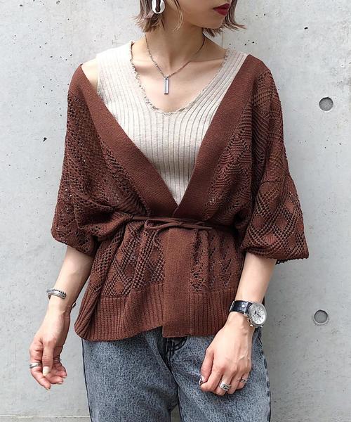 PAGEBOY（ページボーイ）の「スカシアミカシュクールカーディガン（カーディガン/ボレロ・レディース・ブラック/ダークブラウン/ベージュ・FREE）」の15枚目の写真