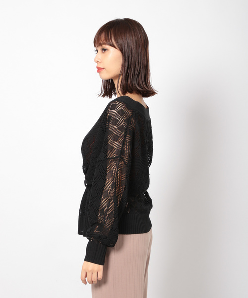 PAGEBOY（ページボーイ）の「スカシアミカシュクールカーディガン（カーディガン/ボレロ・レディース・ブラック/ダークブラウン/ベージュ・FREE）」の6枚目の写真