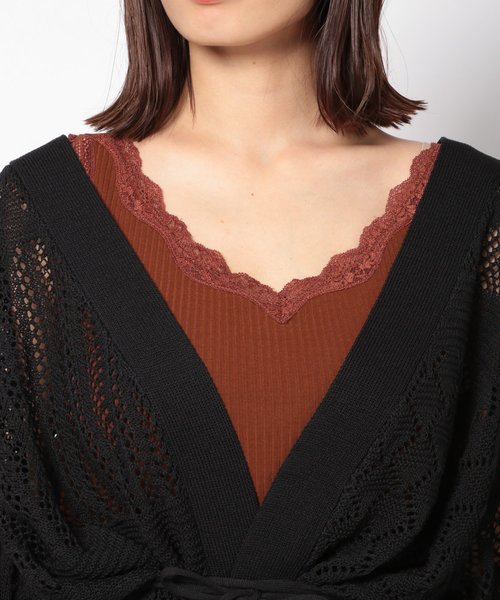 PAGEBOY（ページボーイ）の「スカシアミカシュクールカーディガン（カーディガン/ボレロ・レディース・ブラック/ダークブラウン/ベージュ・FREE）」の8枚目の写真