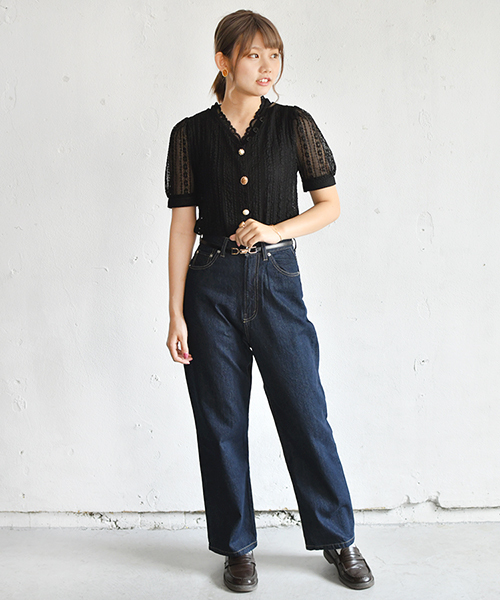 PairPair（ペアペア）の「【リンクコーデ専門ブランド/ペアペア】イロイロボタンレースカーディガン(レディース)（Tシャツ/カットソー・レディース・ブラック/アイボリー・FREE）」の3枚目の写真