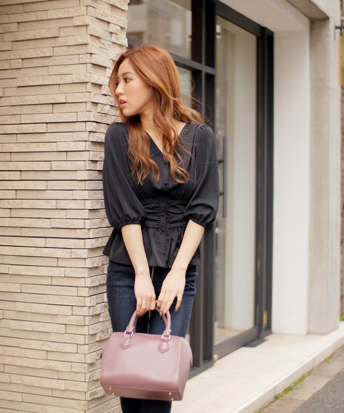 LIPSERVICE(リップサービス)の「スカーフSETボストンバッグ(ボストンバッグ・レディース・ベージュ/パープル/ブラック・FREE)」の3枚目の写真